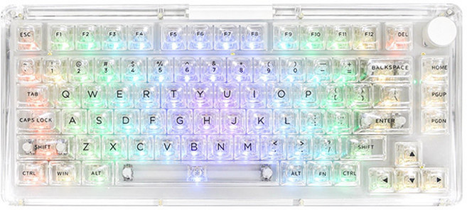 [HL샵]KiiBOOM 키붐 팬텀 81 투명 기계식 키보드 3모드 무선 블루투스 커스텀 사무용 키보드, 핑크장미축, 화이트V3