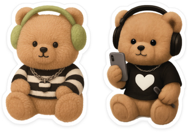 위드코코 (1+1) 귀여운 동물 그립 스마트 톡 핸드폰 거치대, 2개, 헤드셋 셀카 곰돌이