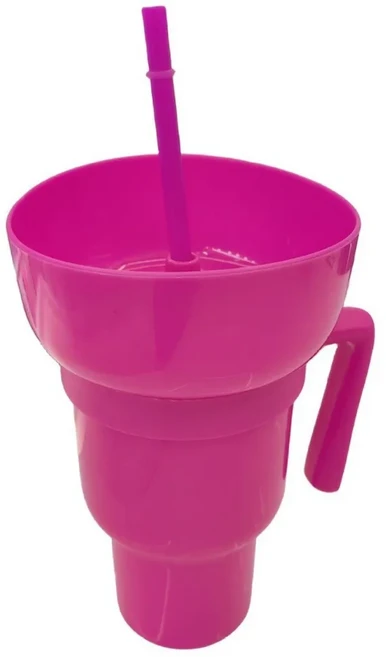 새로운 2 IN 1 창의적인 팝콘 스낵 컵 통합 음료 손잡이 및 빨대 포함 누수 방지 성인 어린이 영화관 파티