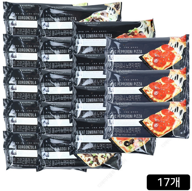 워커힐 고메 노엣지 피자 4종 총 17팩 (고르곤졸라 5+ 불고기 5+ 콤비네이션4 + 페퍼로니 3), 17개, 83g