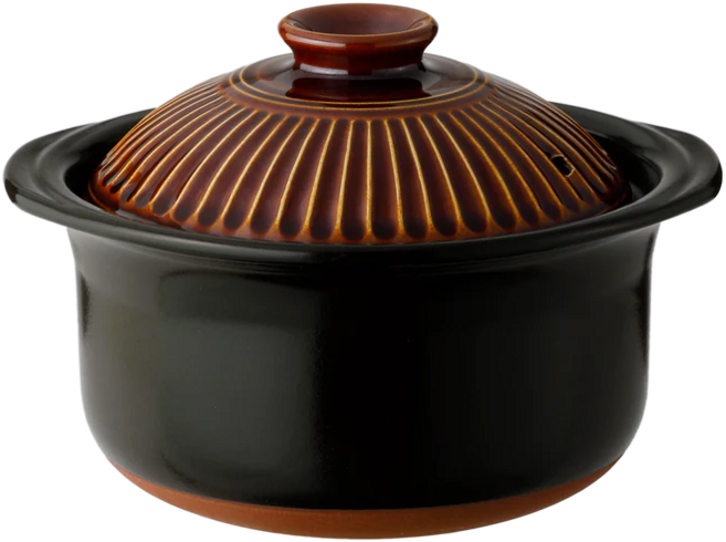 온더테이블 이중뚜껑으로 밥맛이 좋은 미니 뚝배기 솥밥, 브라운, 1개, 2인용 (21.5*19.5*15cm)