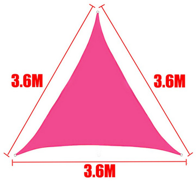 로즈 레드 방수 차양 돛 사각형 삼각형 정원 테라스 캐노피 수영장 그늘 캠프 하이킹 마당 천막 420D, 3.6x3.6x3.6m