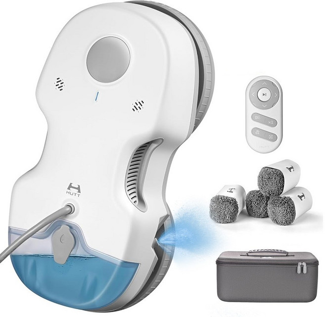 HUTT 창문 로봇청소기 베란다 아파트 유리창 이중창 청소 창문닦이 자동 분수 초강흡입력 +리필걸레세트, S7-흰색, 흰색