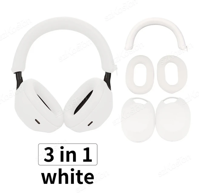 소니 WH-1000XM5 헤드폰 슬리브 귀마개 쉘 보호 커버와 호환되는 실리콘 케이스, 03 White