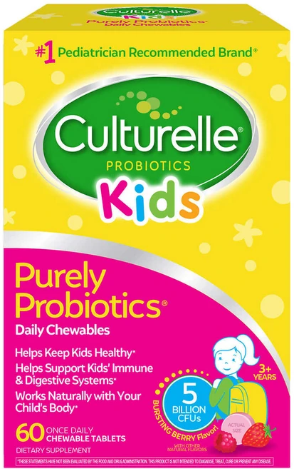 Culturelle Kids Chewables Purely Probiotic컬처렐 키즈 유산균 츄어블 60개, 60정, 1개 - 쿠팡