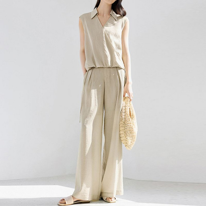 몽벨리즈 코아사선랩셔츠+와이드팬츠2종세트 mde2302220