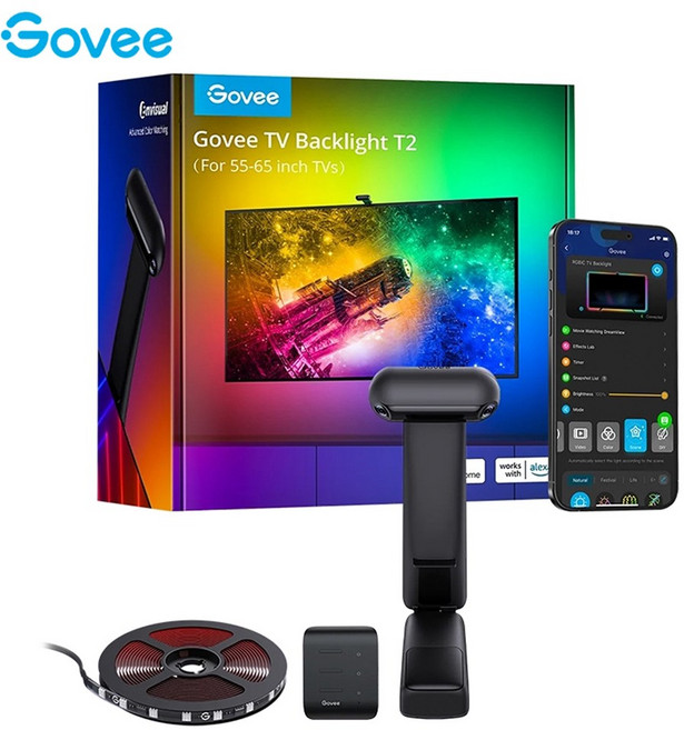 Govee 고비 인비주얼 TV 백라이트 T2 TV조명 드림뷰2 인테리어 55-65인치용 TV (관부가세포함_미국정품), 1개