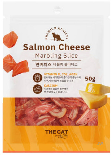 더캣 마블링 슬라이스 고양이 간식 50g, 혼합맛(연어/치즈), 4개