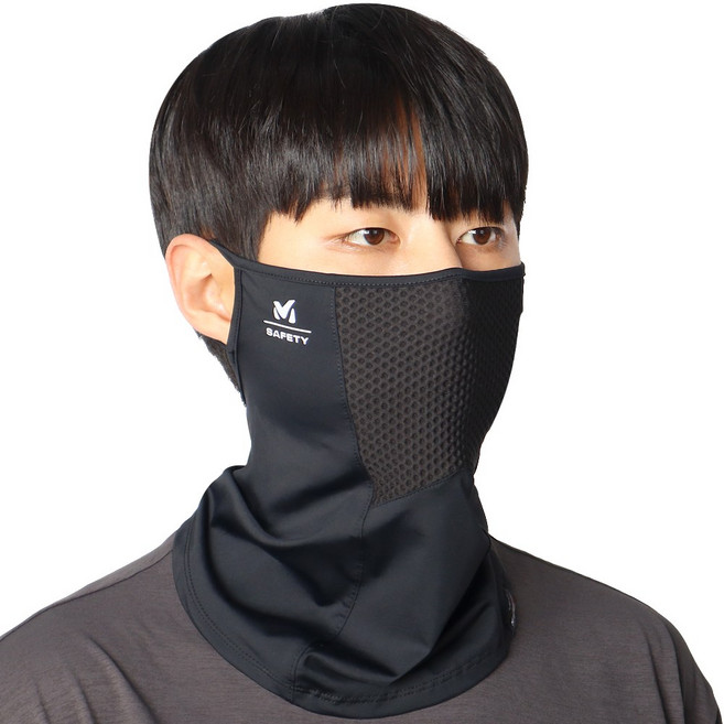 밀레세이프티 자외선차단 스포츠 마스크, 블랙, 1개