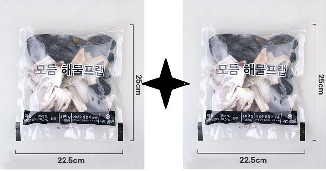 해물모듬세트 오징어 피홍합 꽃게 백합조개 새우 나가사끼짬뽕 오뎅탕 해물탕 총800g, 2개, 400g