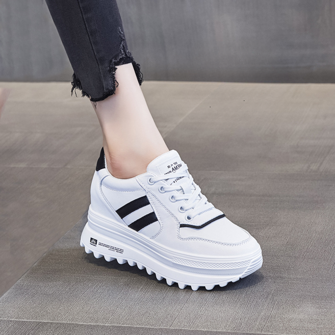 씨앤케이무역 여성 소가죽 스니커즈 7.5CM 키높이 패션 운동화