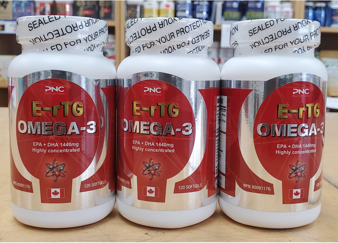 (PNC) 알티지오메가3 4세대 초임계 RTG 식물성NCR 오메가3 알티지 오메가3 1000mg 120정 캐나다에서 직배송 3병, 3개
