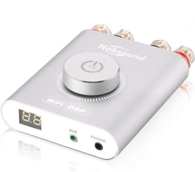 Douk Audio노블사운드 NS20G 200W 미니 블루투스 5.0 파워앰프 2.0 채널 무선 수신기 하이파이 DSP 스테레오 헤드폰 오디오 앰프 LED 디스플레이실버, 기본