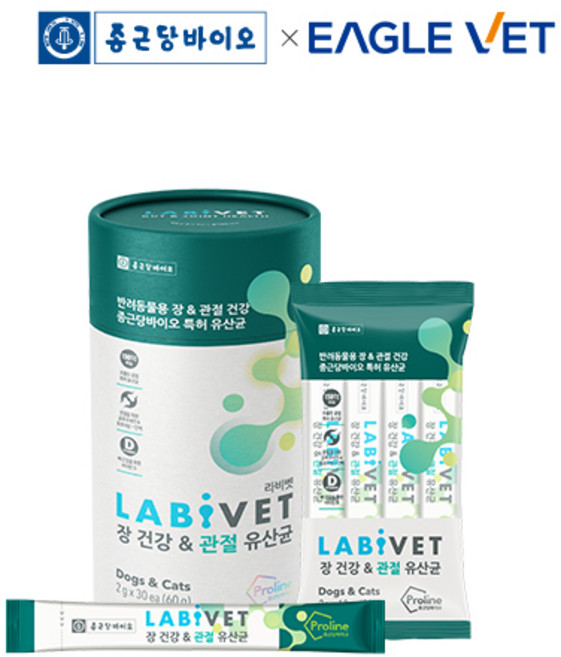 종근당라비벳 반려동물 영양제, 30회분, 관절+장건강, 1개