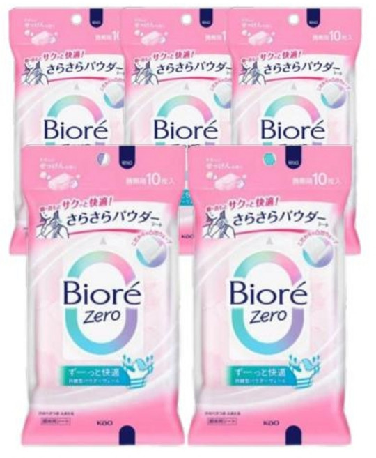 비오레 제로 시트 비누향 각10매입 5개 세트 사라사라 파우더 Biore