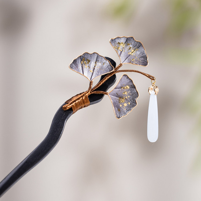 絨花髮簪 非遺木簪 子漢服配飾 流蘇盤髮簪子