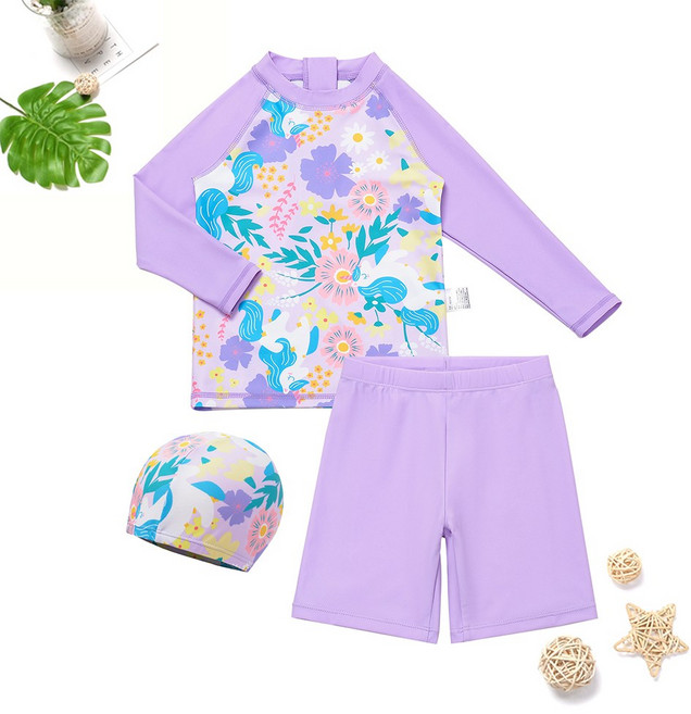 오르웨인 여아 플라워 스포티 키즈 래쉬가드 3종 세트