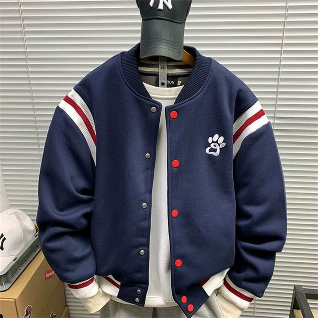 AOKADA 남성 봄 가을 오버핏 배색 야구 점퍼 캐주얼 트레이닝 야구 잠바