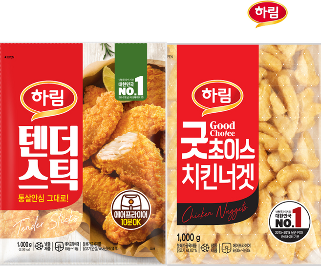 하림-텐더스틱1kg 굿초이스 치킨너겟1kg, 1세트