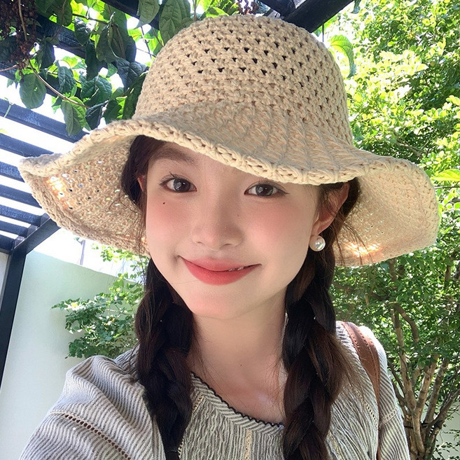 여성 여름 벙거지모자 버킷햇 밀짚모자 라탄 조절가능 햇빛차단 여름모자 YFM395