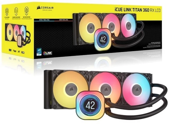 [CORSAIR] iCUE LINK TITAN 360 RX LCD [CPU쿨러] [블랙], 1개 - 쿠팡