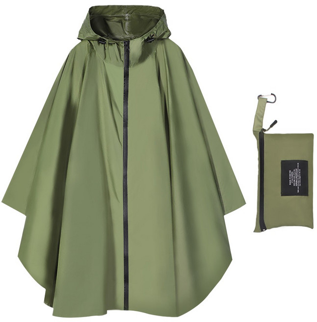 투데이리빙 프리미엄 후드 집업 판초 우의 방수 비옷 레인코트 우비 성인 공용 오토바이 배달 캠핑 등산 가벼운 판초우, R98059G(카키 FREE, 폴리에스테르 태피터 + PU 고무, 1개, 카키