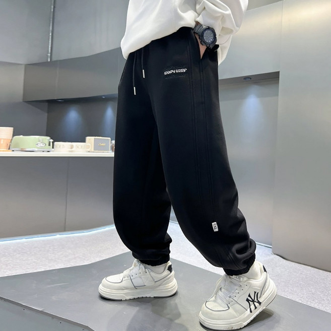 UPPERCUT 아동 사이드 핀턱 조거 트레이닝 팬츠 주니어 공용 밴딩 스웨트팬츠 봄가을겨울 츄리닝바지