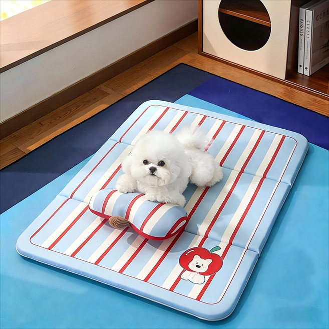 Surkat 접이식 방수 투톤 고양이 강아지 쿨매트 반려동물 방석 쿠션, 1개, 블루