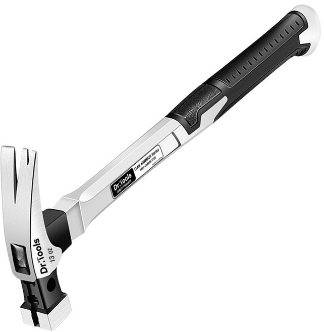 Dr.툴즈 고탄소강 장도리 망치 13oz 대형 콘크리트 못박기 목공 스틸 자석 빠루 망치 충격 방지 클로 해머, 1개, 글라스파이버 핸들 직선 클로 사각헤드 XL