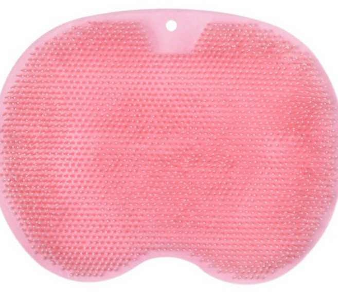 까마느 부착형 브러쉬 패드 등 때밀이솔 마사지 샤워 각질 발바닥 매트 욕실 타월 미끄럼방지, 핑크, 1개입, 1개