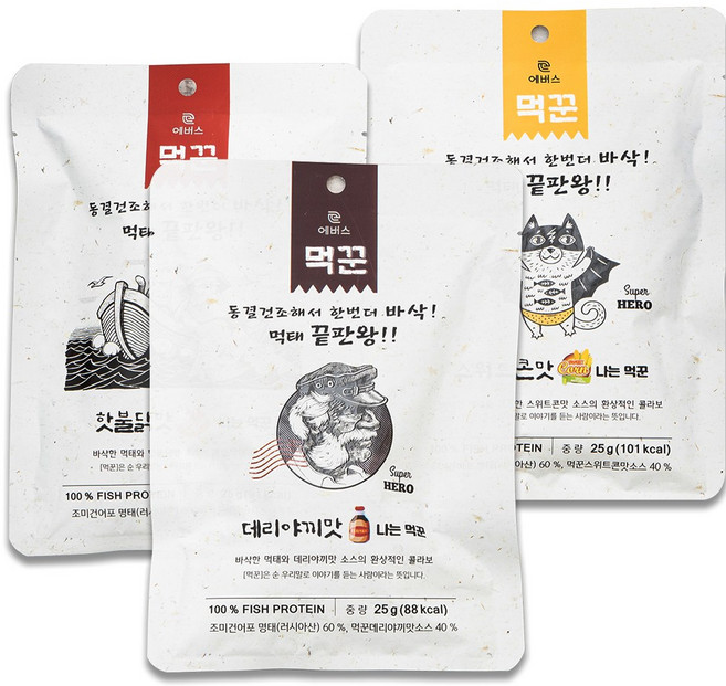 빠삭빠삭 나는먹꾼 먹태 데리야끼 스위트콘 핫불닭 3종, 1개, 75g