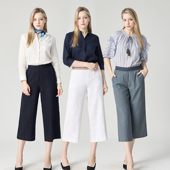 로코엘라 루크 내추럴 와이드 린넨 팬츠