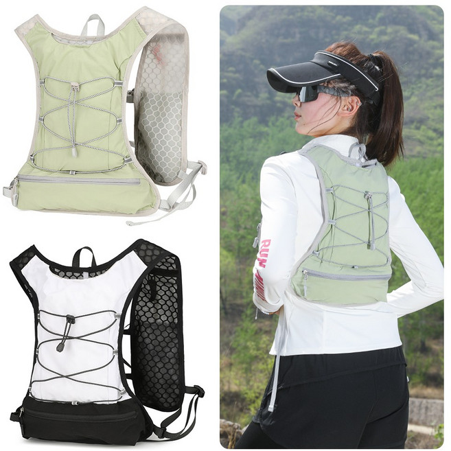 Zaxnouvi 초경량 트레일 러닝 조끼 러닝 백팩 베스트 마라톤 트래킹 가방 남녀공용, 민트 그린