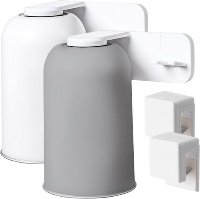 유주리빙 무타공 스텐 304 거꾸로 자석 양치컵 칫솔 치약 걸이, 1개, 화이트+그레이