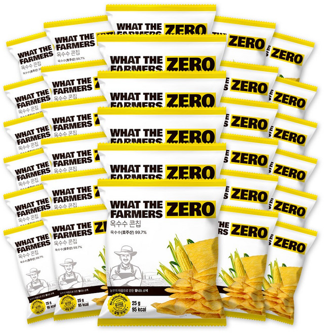 다이어터 필수품 왓더파머스 오리지널 무설탕 옥수수칩 기름 없이 열풍에 구운 건강한 저당 간식 옥수수 콘칩, 30개, 25g