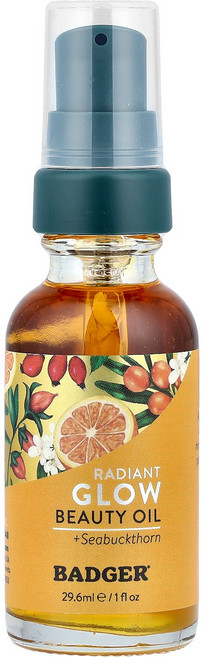 Badger Glow Beauty 오일 + 산자나무 29.6ml(1fl oz) Badger (뱃저), Badger, Glow Beauty 오일 + 산자나무,