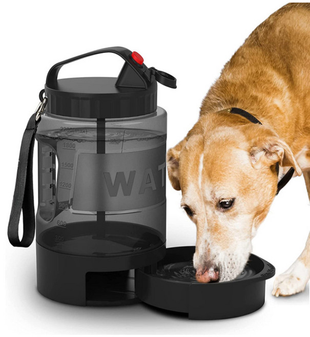 모모비 중형견 대형견 캠핑 물병 2.2L 대용량, 1개, 블랙