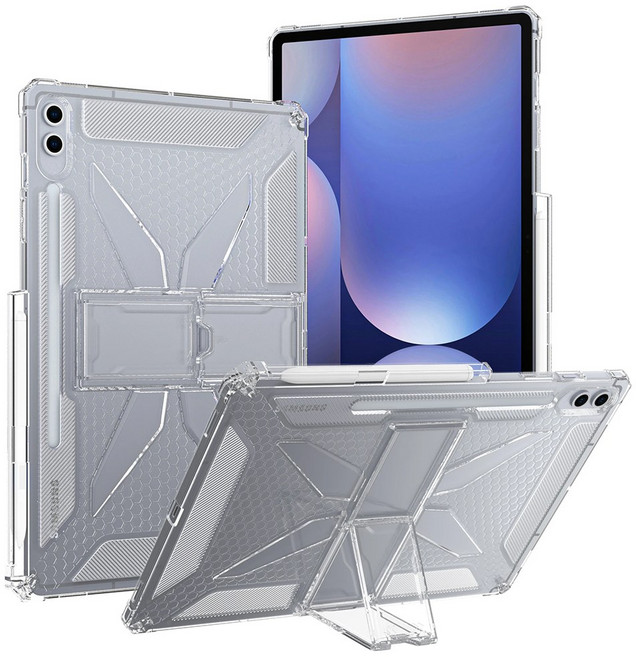 스냅케이스 퓨어엑스 갤럭시탭 범퍼 투명 거치대 케이스 펜슬 수납, 클리어, 1개