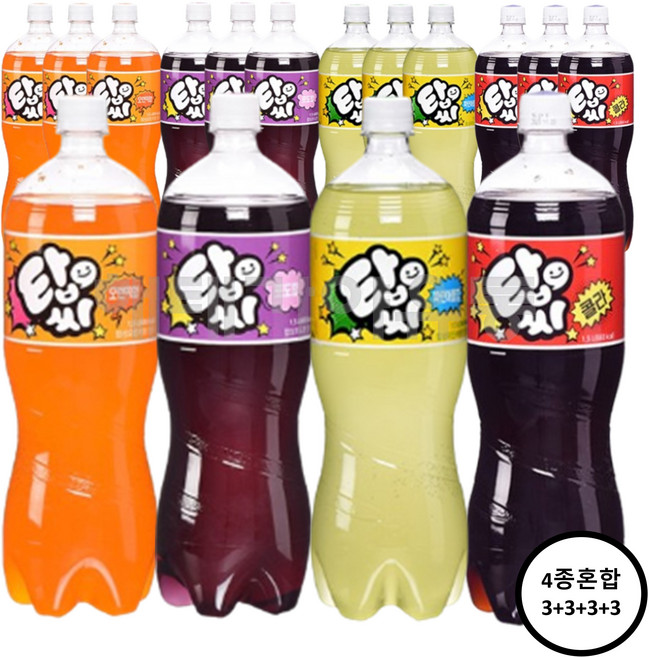 일화 탑씨 1.5L 오렌지3+포도3+파인애플3+콜라3 총12개, 1세트