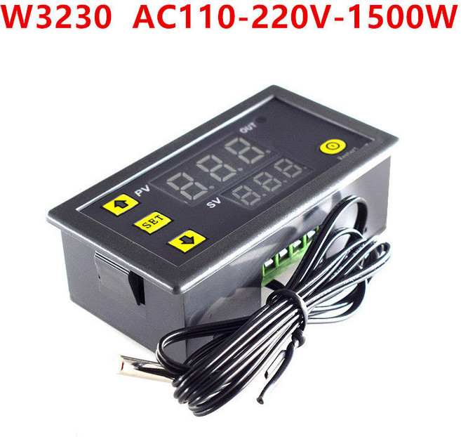 디지털온도컨트롤러 항온 제어 센서 연동 온도 조절기 고정밀 소형 스위치 각방용 원격 호환, 1개, W3230 AC 110-220V 전원공급