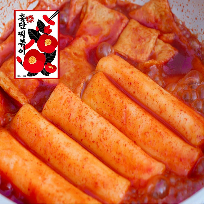 홍단 떡볶이 밀키트 (통쌀가래떡) 기본맛, 3개, 540g