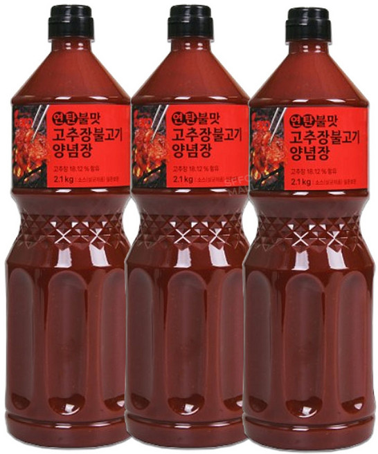 바로 연탄불맛 고추장불고기양념장 2.1kg(3병) 연탄향 불향소스 고추장불고기양념장 대용량 업소용, 2.1kg, 3개