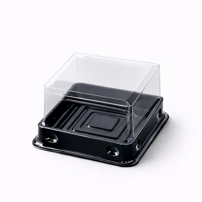 100P 세트 투명 사각 화과자 월병 떡 두쫀쿠 포장 용기 PET 케이스, 100개, 소형 블랙