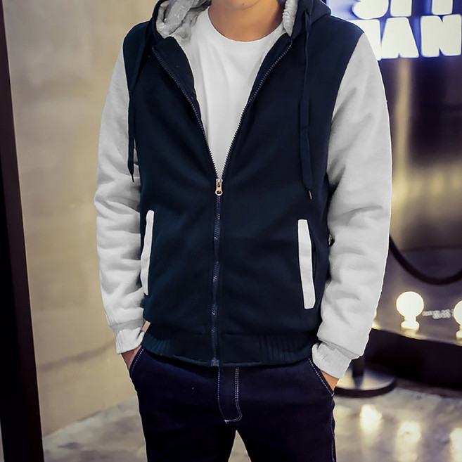 벨베스 남자 후끈 융털 배색 후드 집업 [1175]