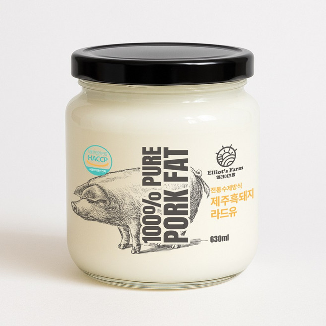 제주 흑돼지 수제 라드유 630ml 돈지 돼지기름(원산지 : 제주특별자치도), 2개
