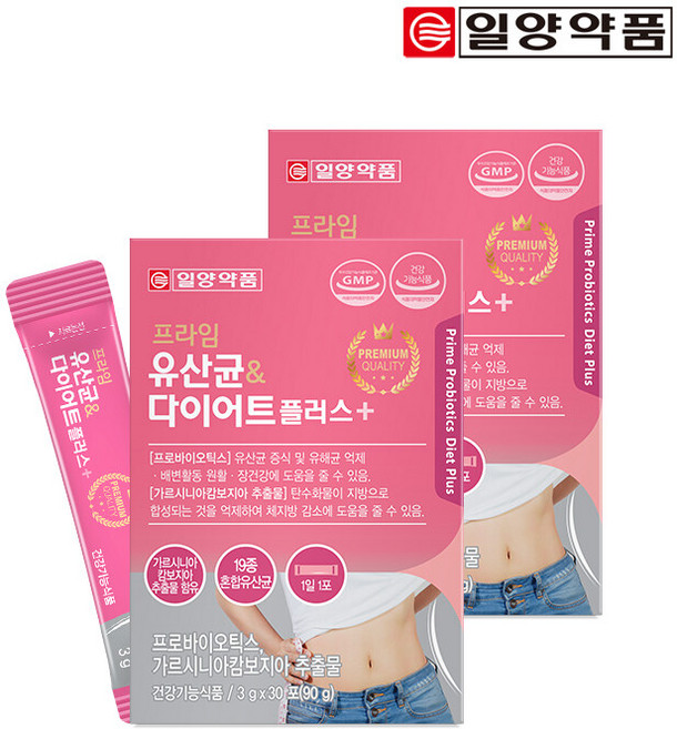 일양약품 프라임 유산균 앤 다이어트 30포 2박스 / 모유유래 유산균 가르시니아, 90g