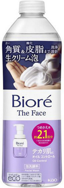 Biore 蜜妮 奶油泡沫洗顏慕斯補充瓶 紫色控油淨膚款, 1瓶, 340ml