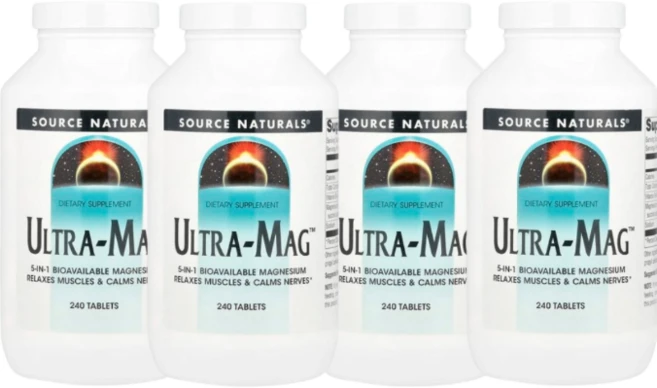 2+2 소스 내추럴스 Ultra Mag 고효율 마그네슘 복합체 240정, 4개 - 쿠팡