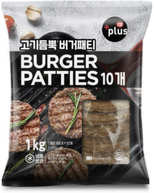 바이오마켓_식자재왕 플러스 버거패티 1kg, 2개