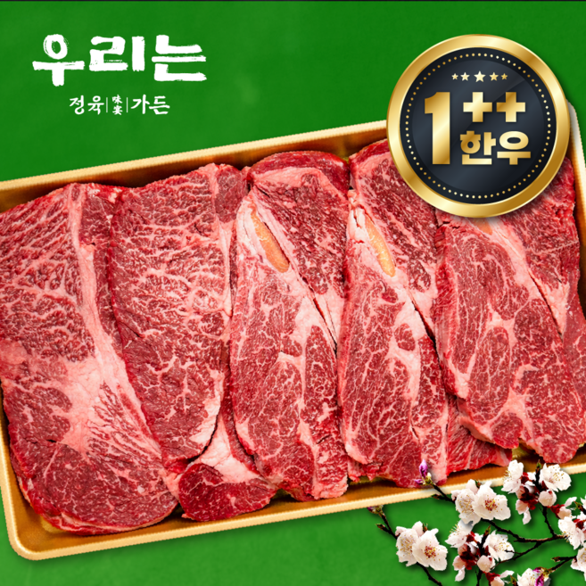 우리는정육가든 1++ 등급 한우 구이용 꽃등심 등심 소고기 모듬 세트 600g, 1개